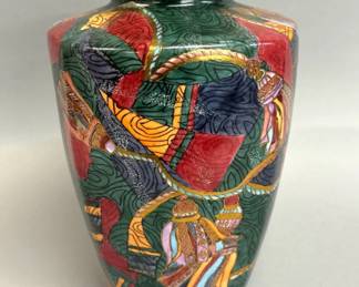 Vintage Chinese tassel motif ceramic vase
