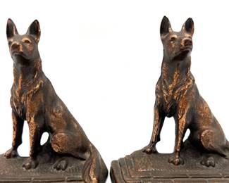 Bronze Shepherd dog bookends
