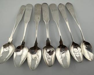 Grouping antique American coin silver spoons
