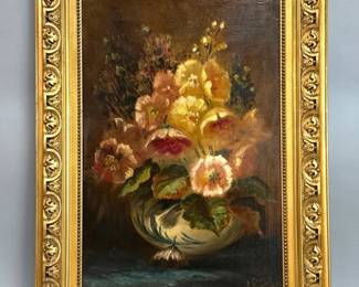 Beautiful oil on canvas still life in gilt frame