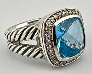 David Yurman blue topaz and sterling ring
