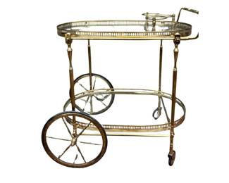 Brass and glass top bar cart