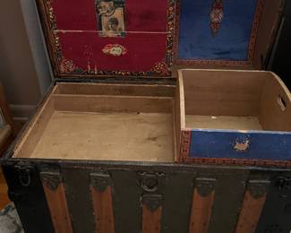 Interior camelback steamer trunk