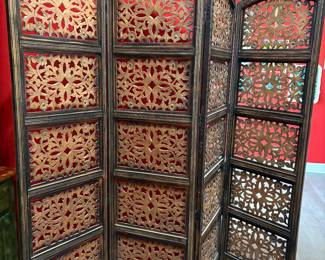 Carved wooden screen divider