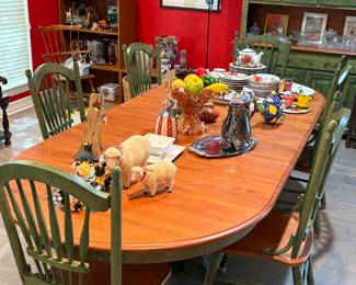 Large solid wood dining table with two leaves