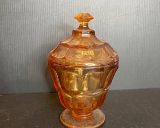 Westmoreland Amber Glass Ashburton Covered Candy Dish