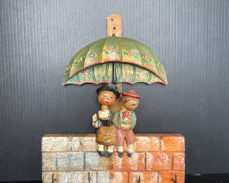 Vintage Anri carved wood key holder