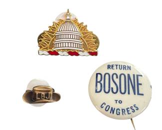 Political pins, LBJ cowboy hat lapel pin