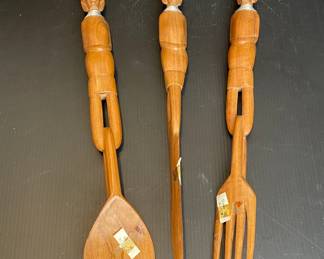 Carved wood serving utensils Kenya 