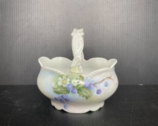 Limoges France floral painted porcelain basket 