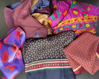Collection of scarves including silk 