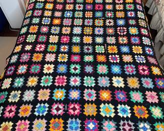 Vintage crochet granny square afghan 