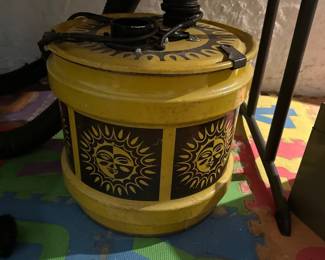 Vintage Sears Roebuck Simpson Sun Design Drum Metal Canister Shop Vac Vacuum