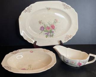 Canonburg Pottery Co floral painted serving dishes 