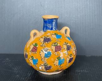 Folk art ceramic vase
