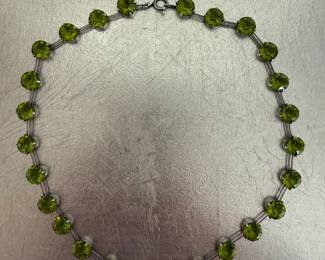 Peridot tennis necklace in sterling 