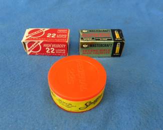 Lot 132. Three full boxes (50 rounds each)of 22 LR: Coast to Coast, Mohawk, Federal Spitfire.