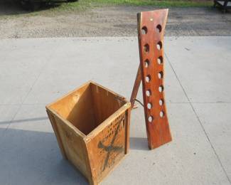 Lot 158. Display rack for?? and an old wooden box