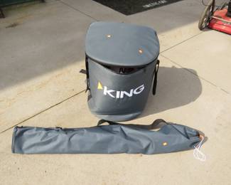 Lot 115. King RV Dish tailgate satellite with stand, receiver, and transport case, untested but shows little signs of use