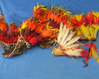 Lot 145. Feather ornamental pieces/headdresses. Possibly from a play, pageant or youth group. Not authentic Native American