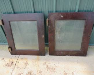 Lot 179. Pair of cabinet doors with glass panels. 28" x 25" x 1"