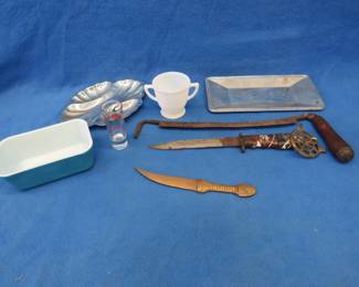 Lot 431. Brass knife, bayonet, draw knife, and more