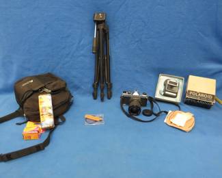 Lot 350. 35mm Pentax SLR camera with all accessories pictured. Focus glass needs cleaning.