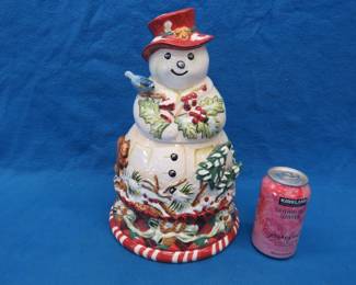 Lot 347. "Jolly Ol' Snowy" snowman cookie jar. Mint unused condition.