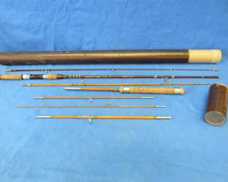 Lot 134. Two-piece St Croix rod and a five-piece bamboo rod. Includes case.