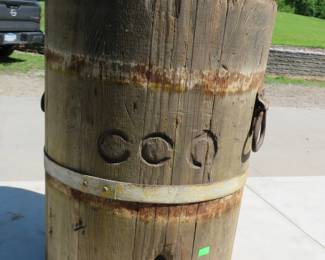 Lot 227. 19" x 14" Old wooden barrel