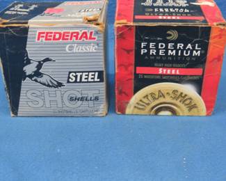 Lot 306. 50 Federal 10-gauge steel 3 1/2" rounds. 25 #2 steel shot and 25 steel BBB shot.