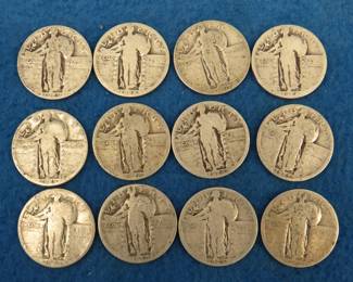 Lot 256. Twelve Standing Liberty quarters with legible dates