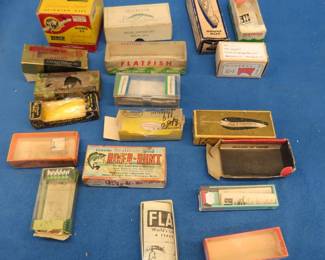 Lot 296. Fishing lure empty boxes. Both old and new.