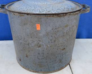 Lot 263. Graniteware pot with cover