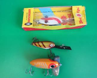 Lot 291. Hofschneider Red Eye in the box, Heddon Deep 6, and a Fred Arbogast Jitterbug