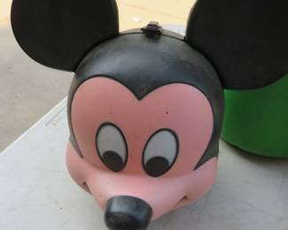 Lot 289. Mickey Mouse case, adjustable hanging lamp pulley, enamel bowl and more