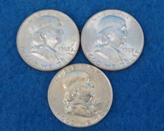 Lot 257. Three 1963 D Franklin half dollars