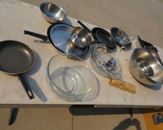Lot 266. Metal and glass cookware