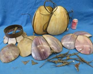 Lot 378. Slag glass lampshade and parts
