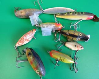 Lot 292. Bag O' Baits: Wright & McGill Bug a Boo, Sonic, River Runt, Side Winder Spoon, and more.