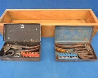 Lot 377. Two Whitney punch sets in a wooden box