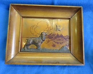 Lot 140. Copper relief 11"W x 13"L duck and dog wall art