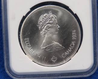 Lot 165. 1976 Montreal Canada Olympic proof sterling silver $5 coin weighing 24.5 grams