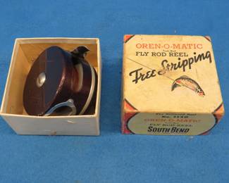 Lot 192. South Bend Oren-O-Matic #1140 fly rod reel in original box with papers