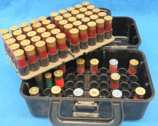 Lot 336. Over 60 mixed 12-gauge rounds in a Case-Gard 100 case