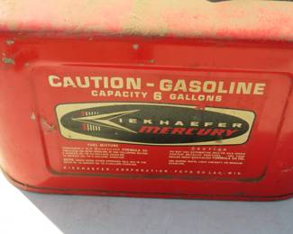 Lot 222. Six-gallon Kiekhaefer Mercury boat gas can