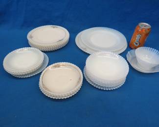 Lot 450. White glass dinnerware