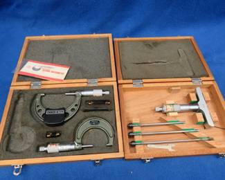 Lot 403. Mitutoyo outside micrometers and depth gauges