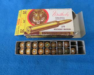 Lot 131. Weatherby 270 Magnum box in good condition with 17 spent rounds