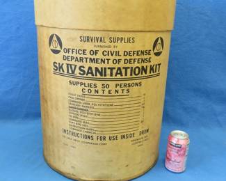 Lot 10. 1962 Civil Defense Sanitation Kit for 50 people. Complete and unused with all original boxes and instruction sheet.